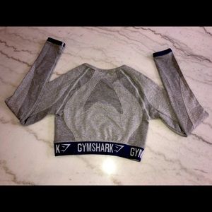 GYMSHARK cropped long sleeve top Small Gray